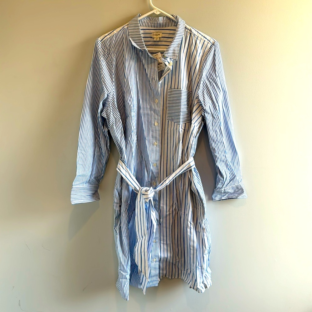 J.CREW FACTORY NWT STRIPE TIE-WAIST SHIRT DRESS -  Sz 20 - PINSTRIPE - Cotton